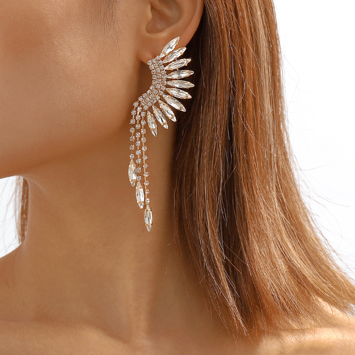 Luxurious Geometric Alloy Plating Rhinestones Drop Earrings 1 Pair