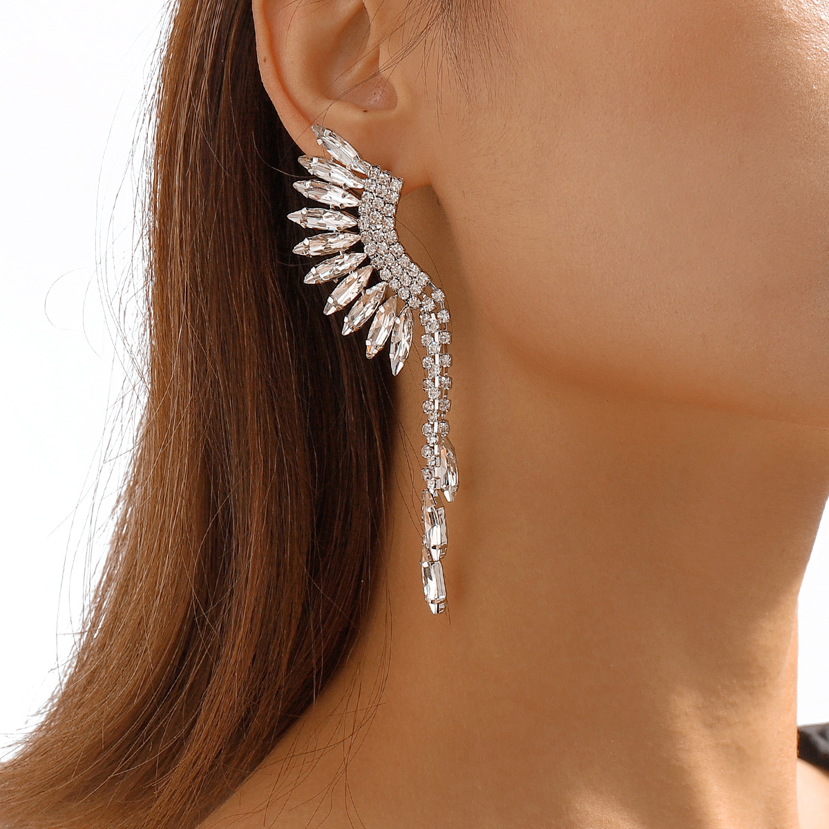 Luxurious Geometric Alloy Plating Rhinestones Drop Earrings 1 Pair