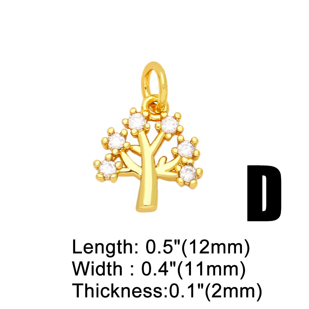 Cute Tree Leaves Flower Copper Plating Inlay Zircon Jewelry Accessories 1 Piece