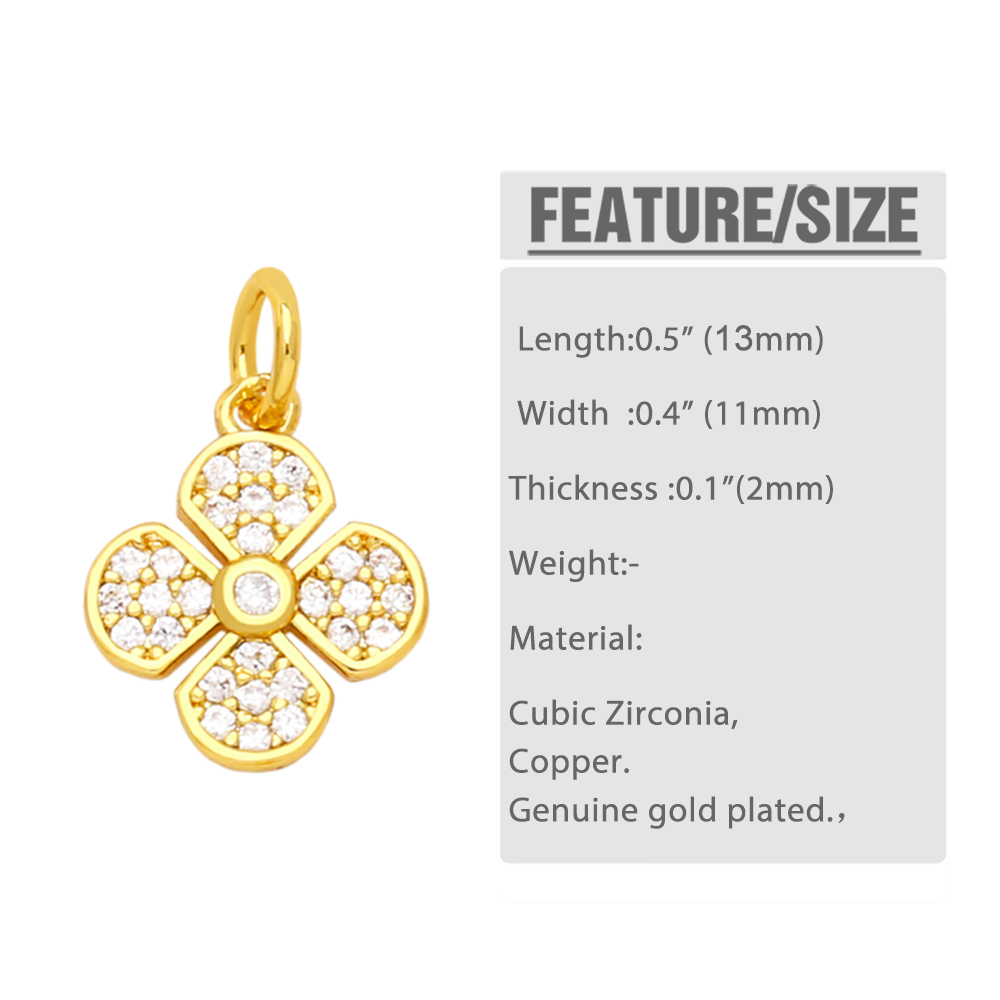 Cute Tree Leaves Flower Copper Plating Inlay Zircon Jewelry Accessories 1 Piece