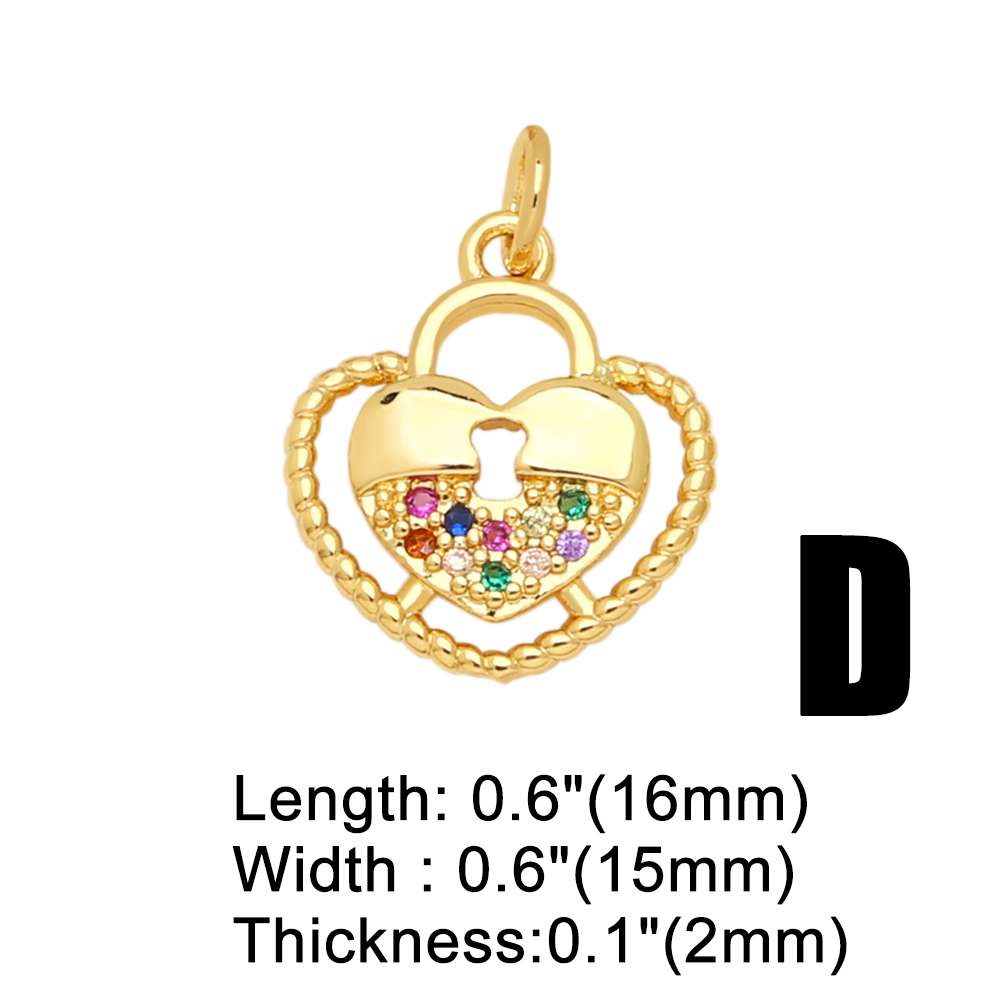 Fashion Heart Shape Lock Copper Plating Inlay Zircon Jewelry Accessories 1 Piece