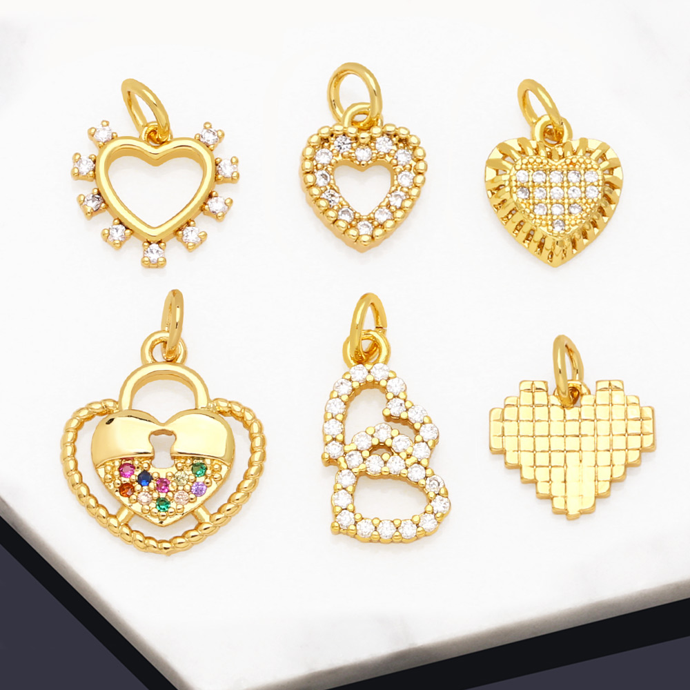 Fashion Heart Shape Lock Copper Plating Inlay Zircon Jewelry Accessories 1 Piece