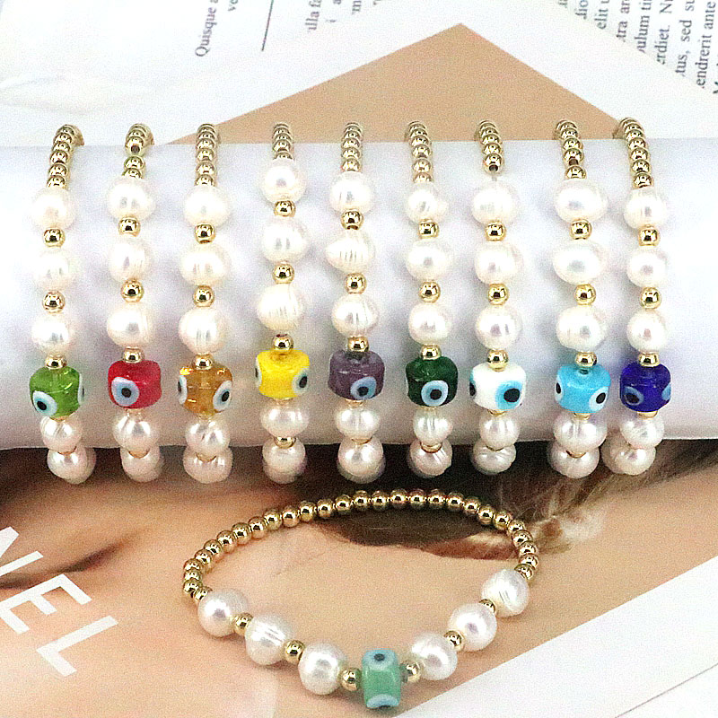 Fashion Round Eye Imitation Pearl Copper Beaded Gold Plated Womenu0027S Bracelets 1 Piece