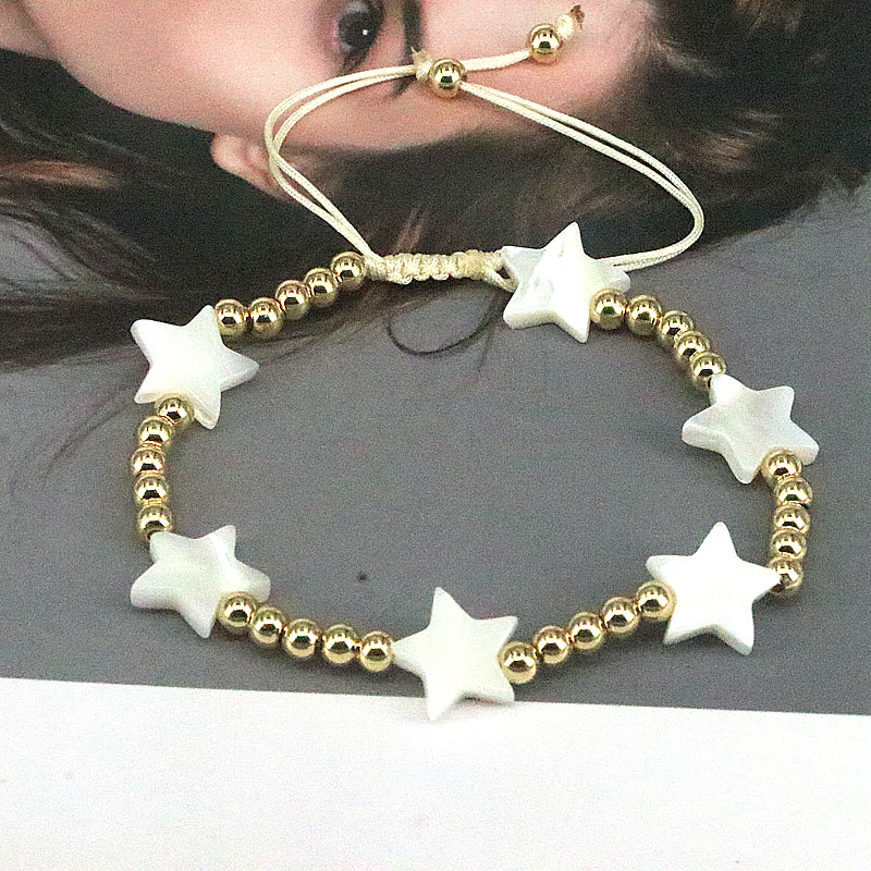 Simple Style Star Heart Shape Shell Copper Plating Bracelets 1 Piece