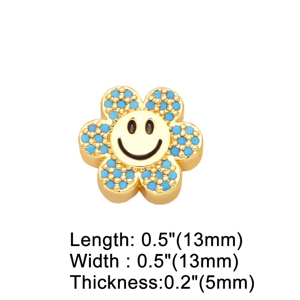 Simple Style Sunflower Smiley Face Flower Copper Plating Zircon Jewelry Accessories 1 Piece