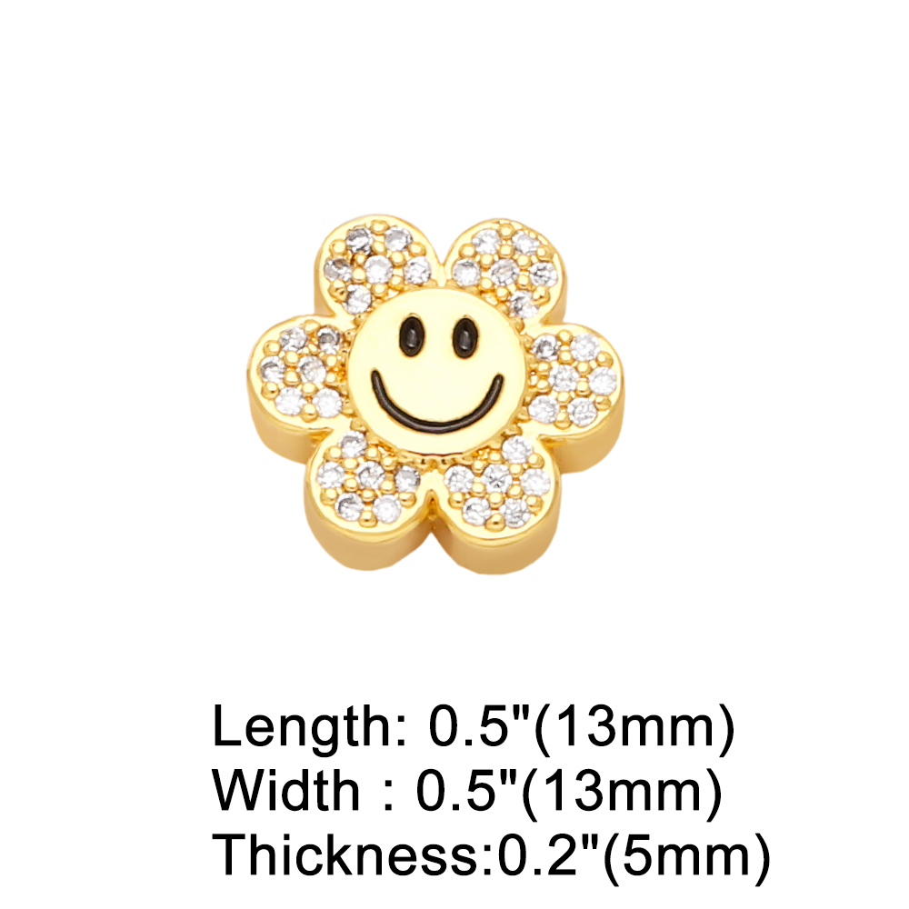 Simple Style Sunflower Smiley Face Flower Copper Plating Zircon Jewelry Accessories 1 Piece