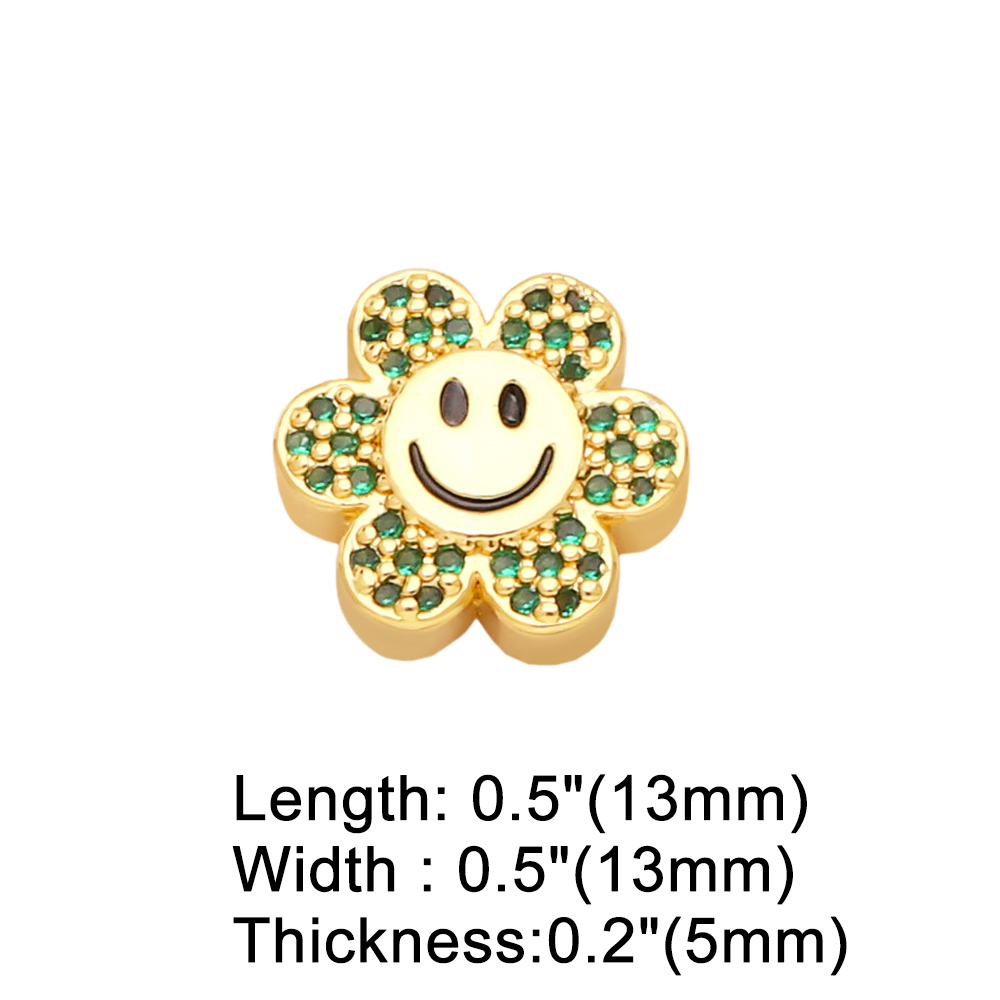 Simple Style Sunflower Smiley Face Flower Copper Plating Zircon Jewelry Accessories 1 Piece