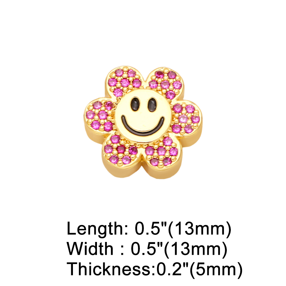 Simple Style Sunflower Smiley Face Flower Copper Plating Zircon Jewelry Accessories 1 Piece