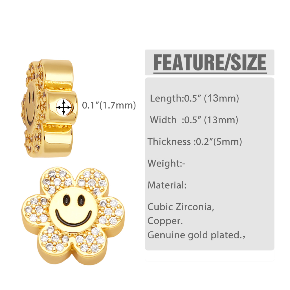 Simple Style Sunflower Smiley Face Flower Copper Plating Zircon Jewelry Accessories 1 Piece