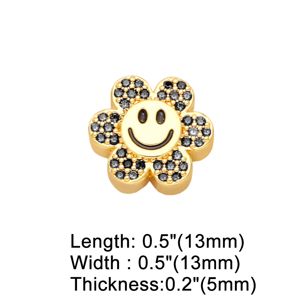 Simple Style Sunflower Smiley Face Flower Copper Plating Zircon Jewelry Accessories 1 Piece