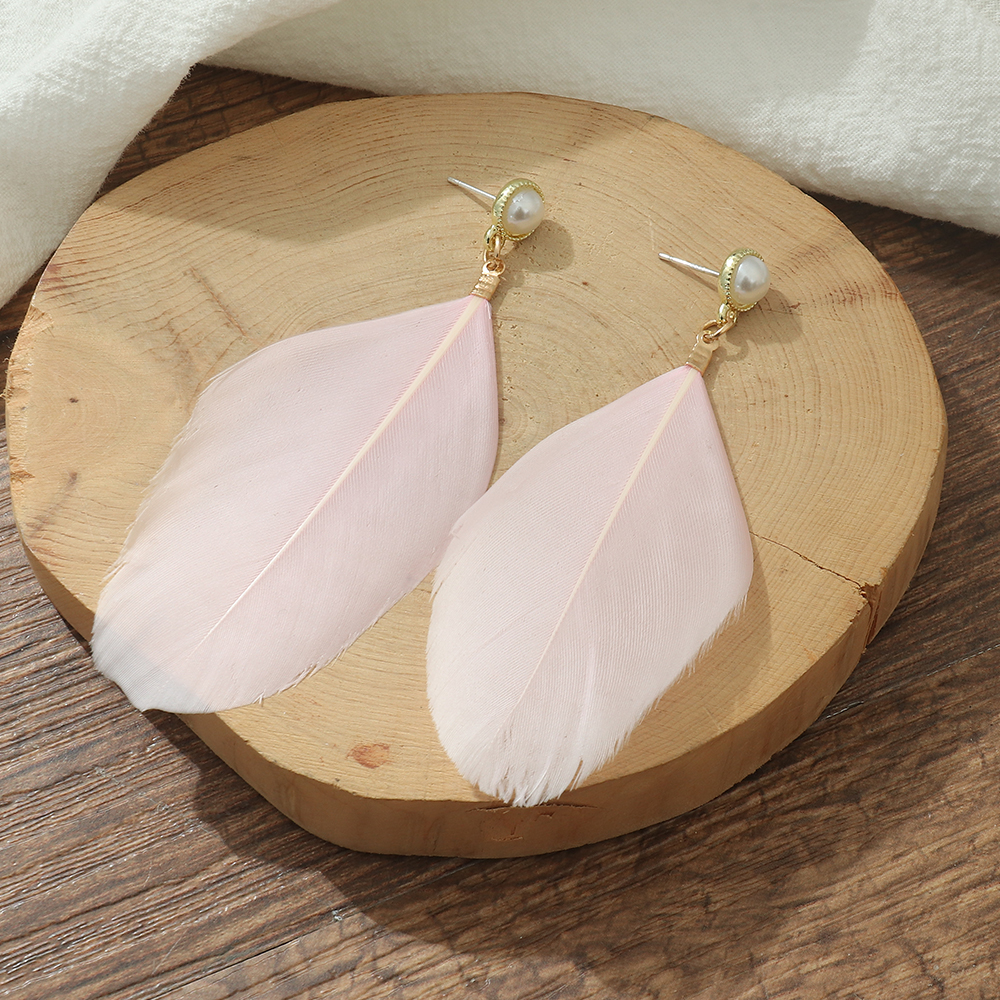 Vintage Style Solid Color Feather Handmade Womenu0027S Drop Earrings 1 Pair