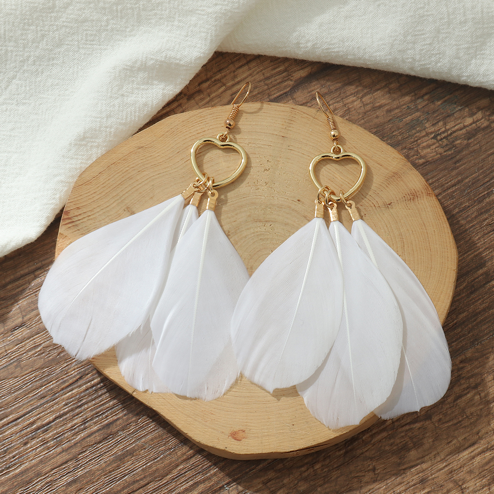 Vintage Style Solid Color Feather Handmade Womenu0027S Drop Earrings 1 Pair