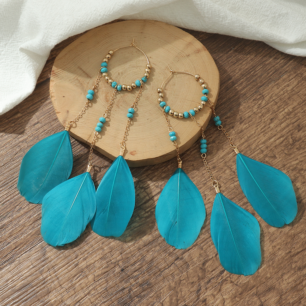 Vintage Style Solid Color Feather Handmade Womenu0027S Drop Earrings 1 Pair