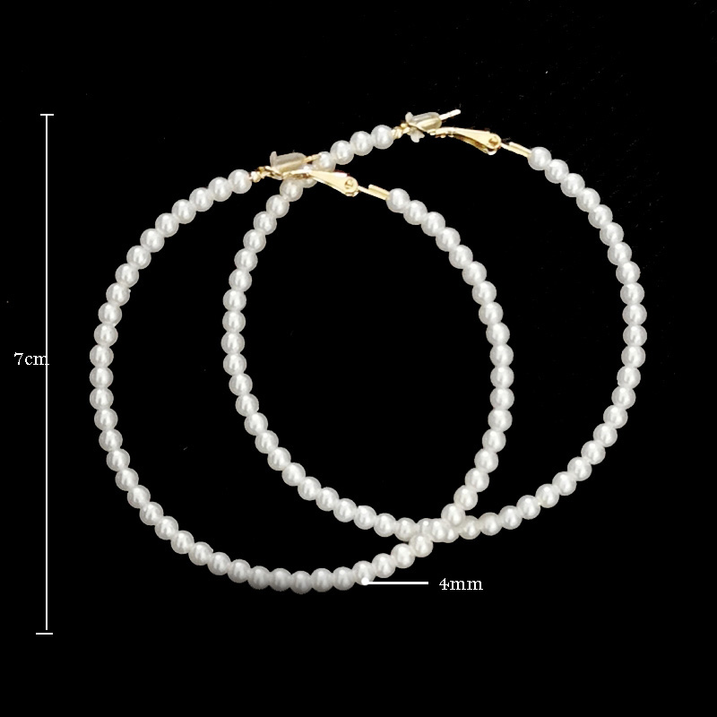 Exaggerated Round Artificial Pearl Imitation Pearl Womenu0027S Hoop Earrings 1 Pair