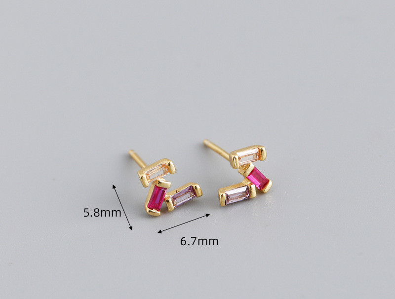 Simple Style Geometric Sterling Silver Inlaid Zircon Ear Studs 1 Pair