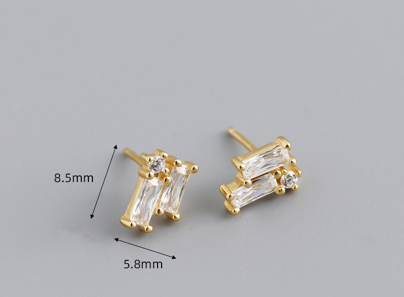 Simple Style Geometric Sterling Silver Inlay Zircon Ear Studs 1 Pair