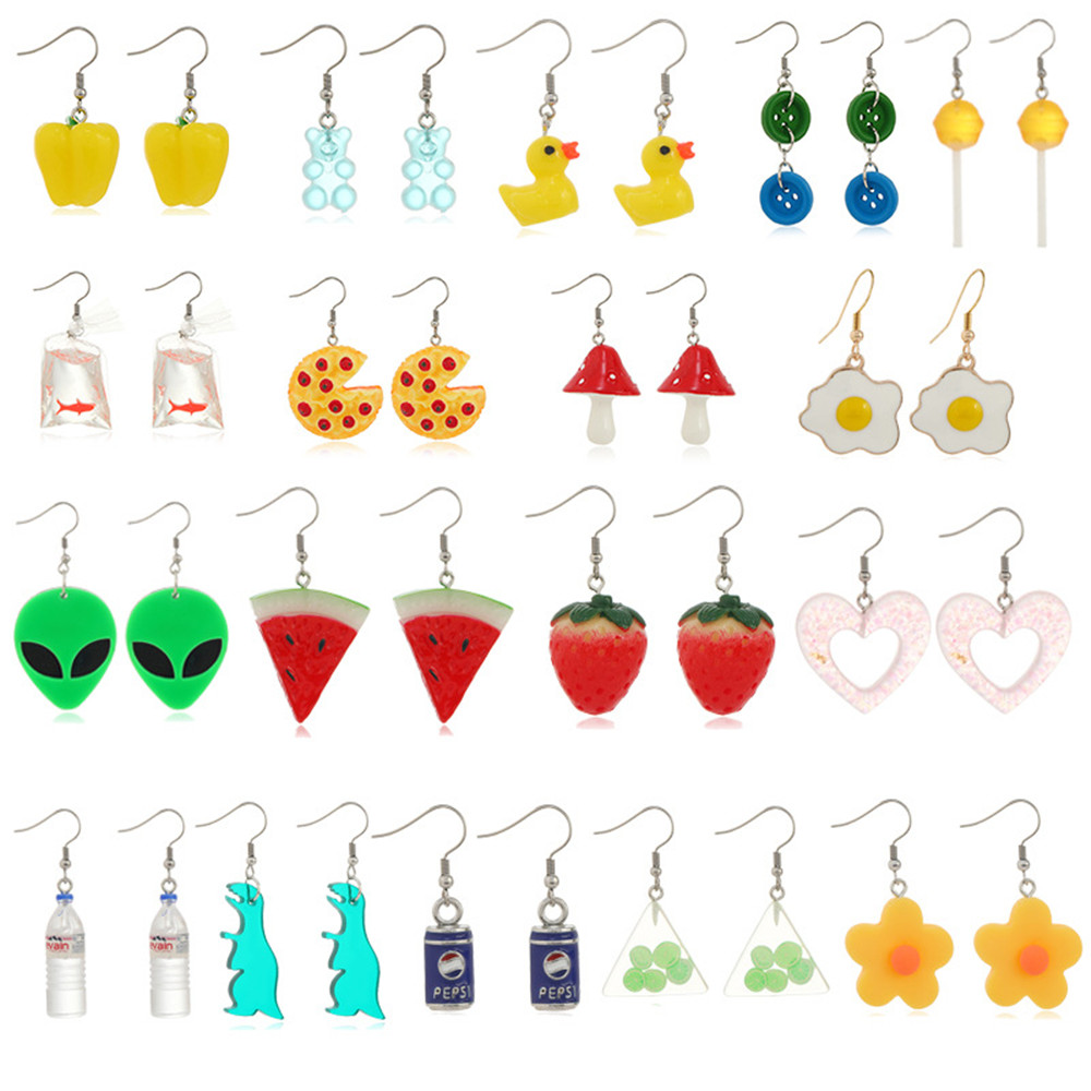 Cute Animal Cartoon Fruit Synthetic Resin Womenu0027S Earrings 1 Set