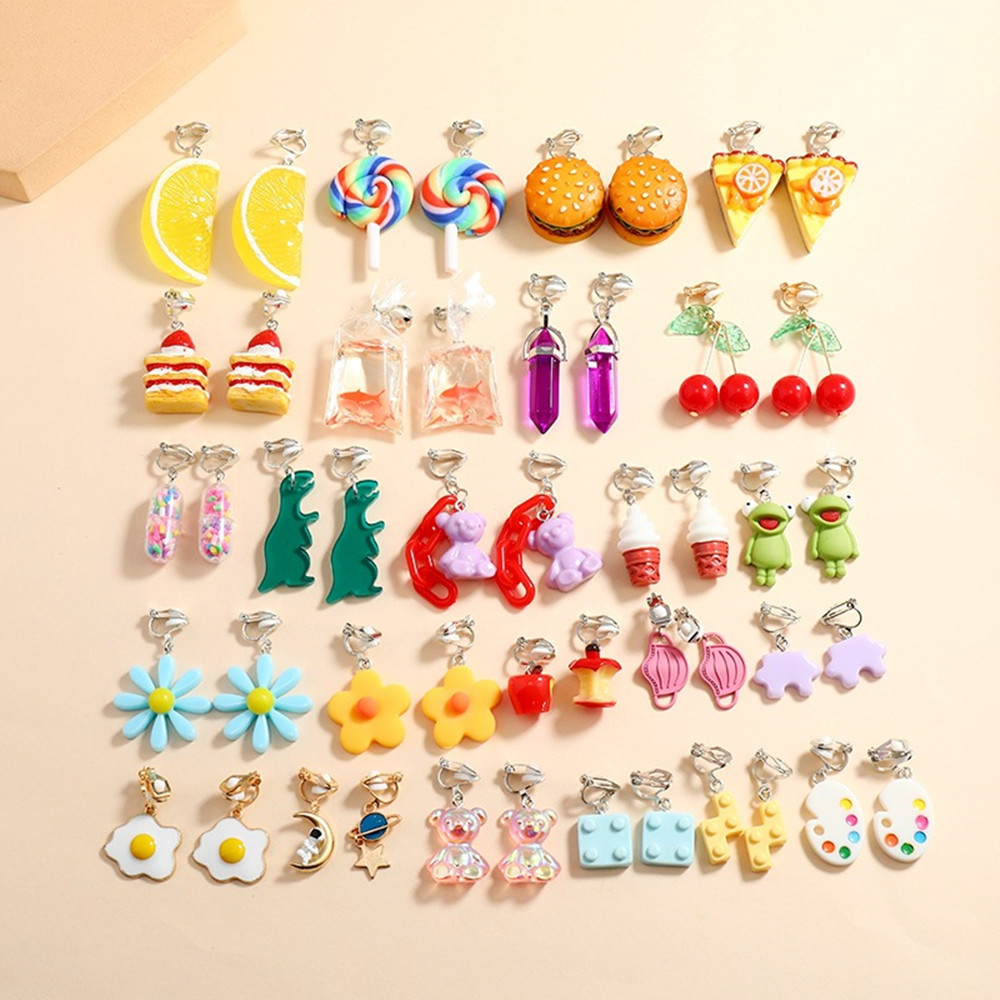 Cute Animal Cartoon Fruit Synthetic Resin Womenu0027S Earrings 1 Set