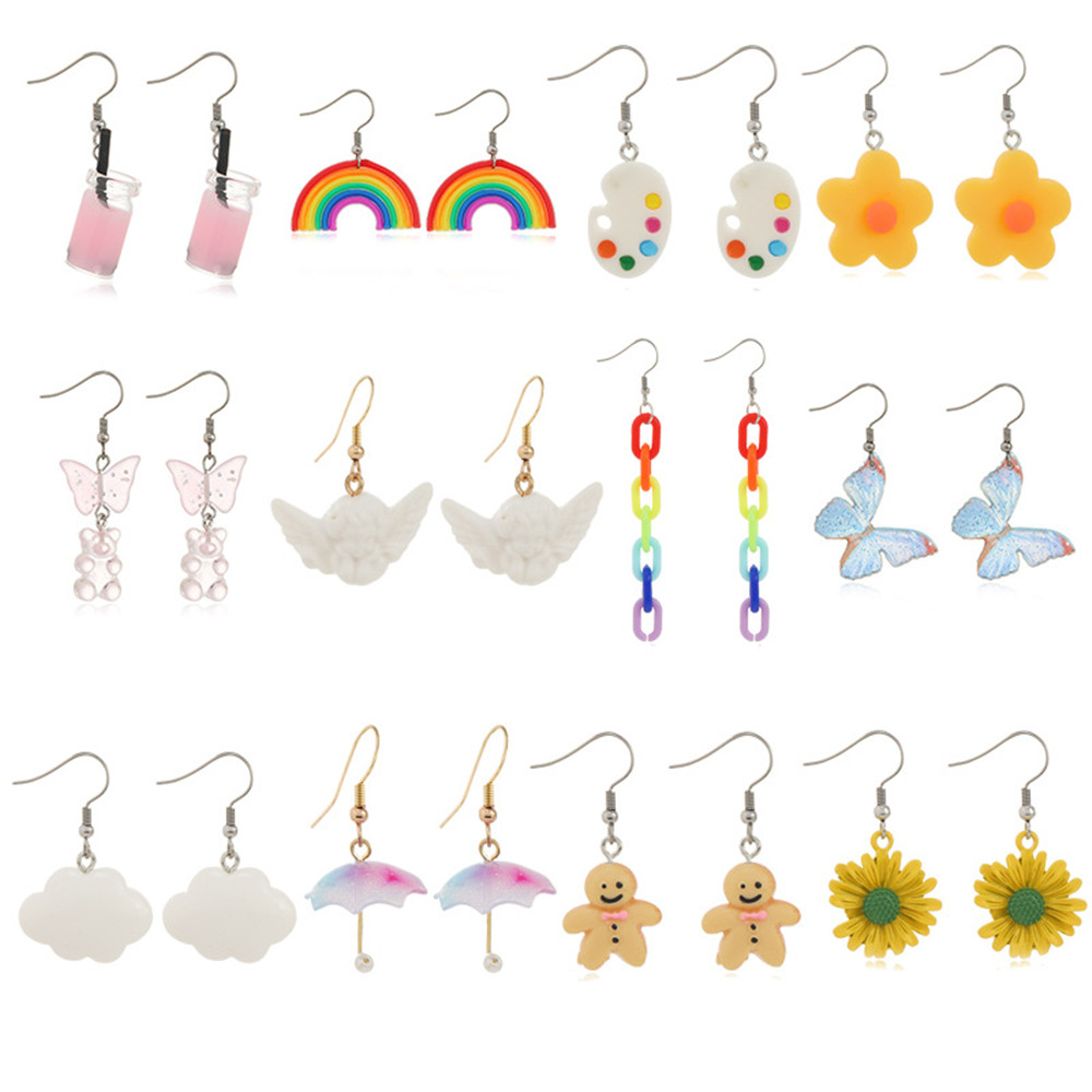 Cute Animal Cartoon Fruit Synthetic Resin Womenu0027S Earrings 1 Set