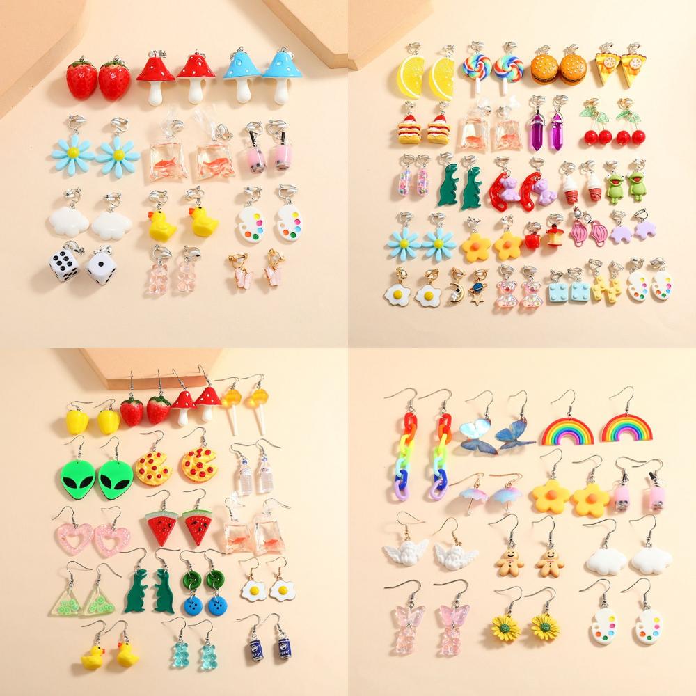 Cute Animal Cartoon Fruit Synthetic Resin Womenu0027S Earrings 1 Set