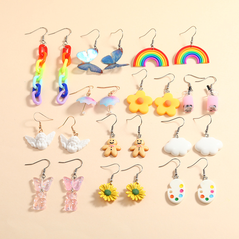 Cute Animal Cartoon Fruit Synthetic Resin Womenu0027S Earrings 1 Set