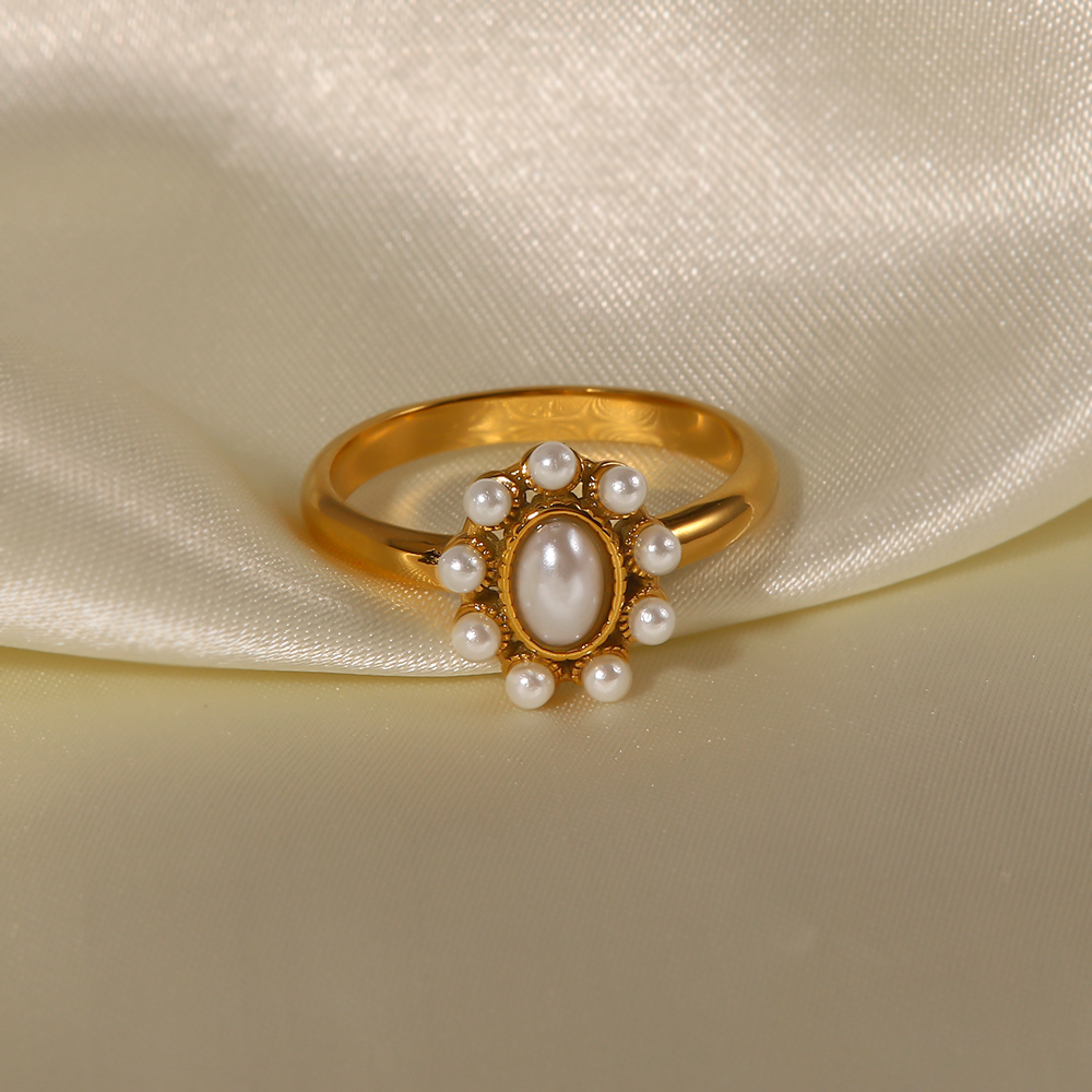 INS Style Flower Stainless Steel Inlay Zircon Rings 1 Piece