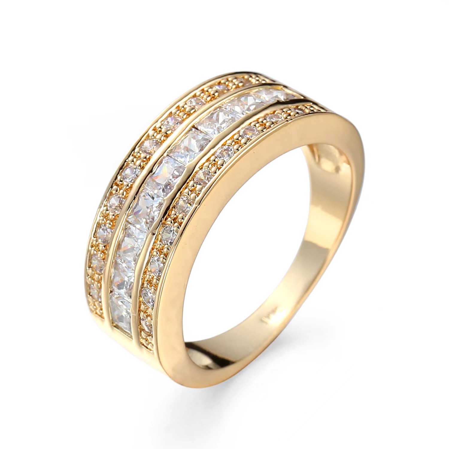 Fashion Round Alloy Inlay Zircon Unisex Rings 1 Piece