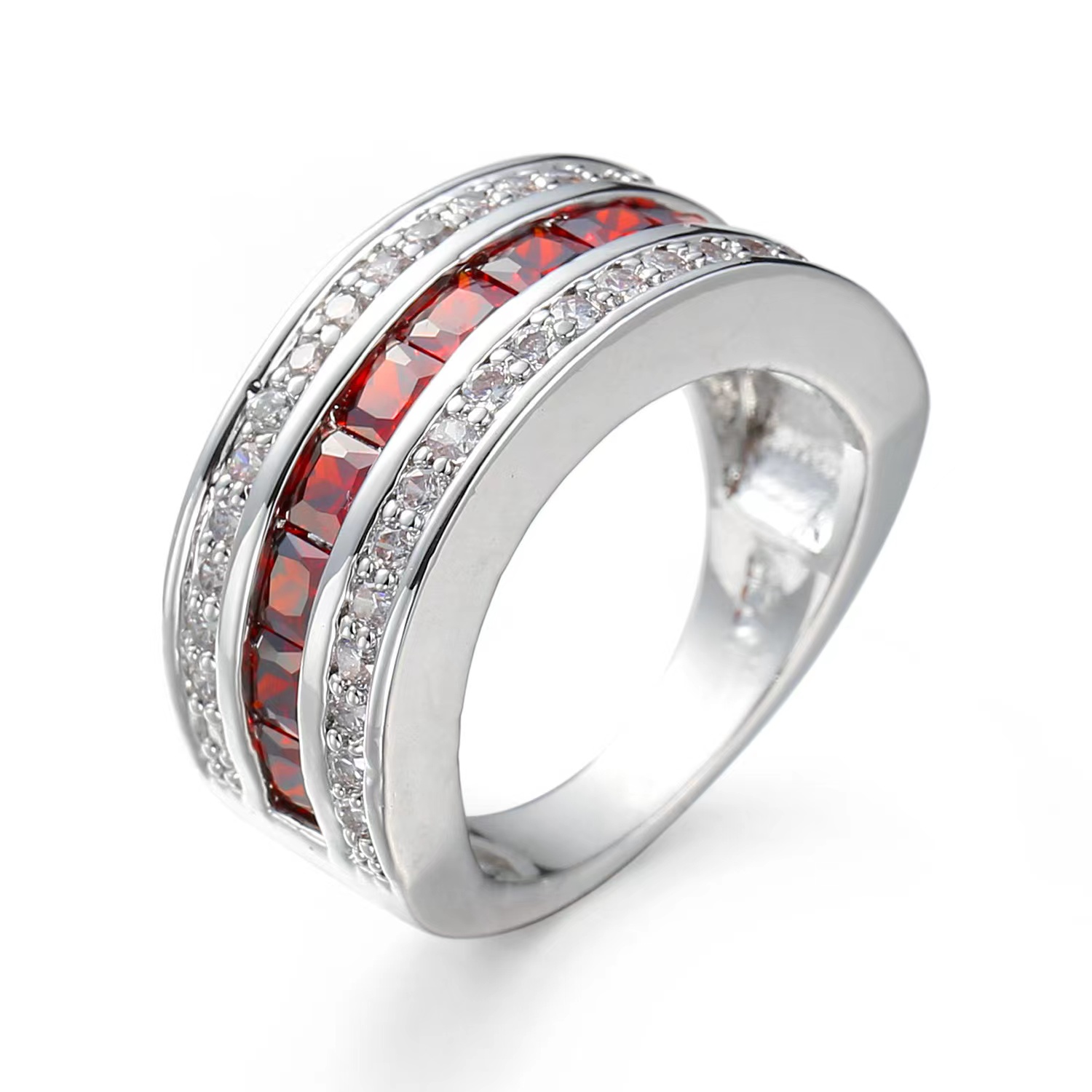 Fashion Round Alloy Inlay Zircon Unisex Rings 1 Piece