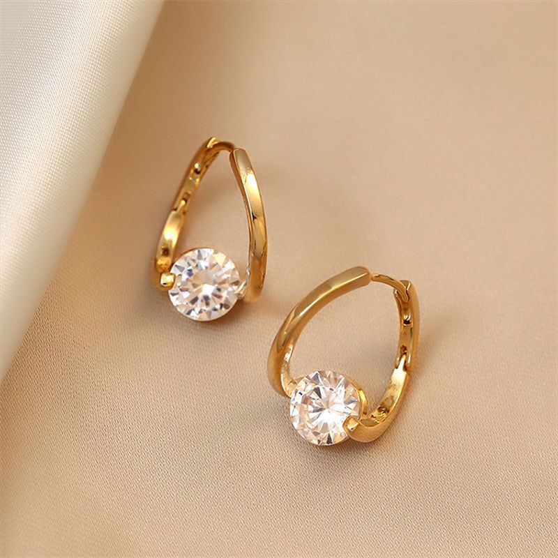 Simple Style Round Copper Plating Inlay Zircon Earrings 1 Pair