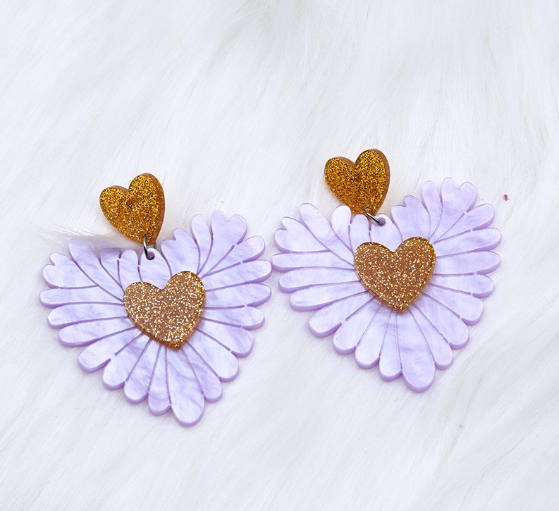 Cute Heart Shape Arylic Patchwork Womenu0027S Drop Earrings 1 Pair