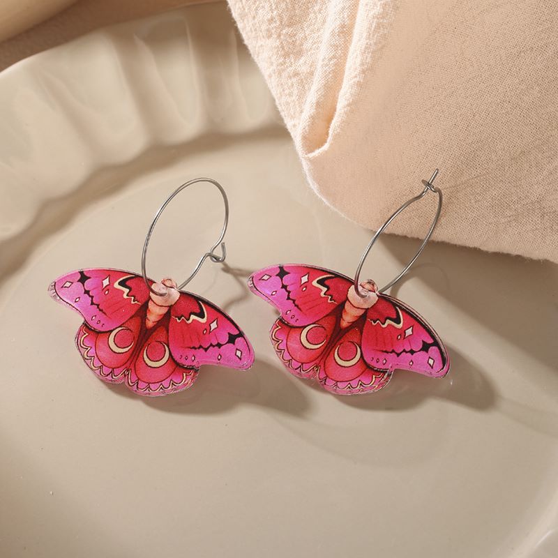 Simple Style Butterfly Arylic Plating Womenu0027S Hoop Earrings 1 Pair