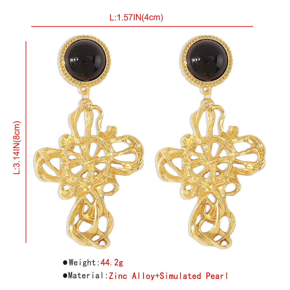 Classical Cross Alloy Plating Inlay Artificial Pearls Womenu0027S Drop Earrings 1 Pair