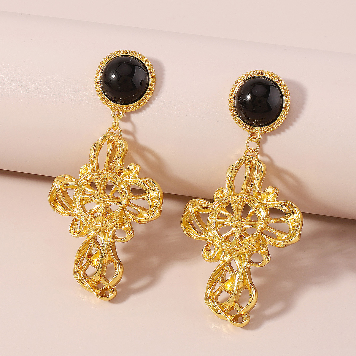 Classical Cross Alloy Plating Inlay Artificial Pearls Womenu0027S Drop Earrings 1 Pair