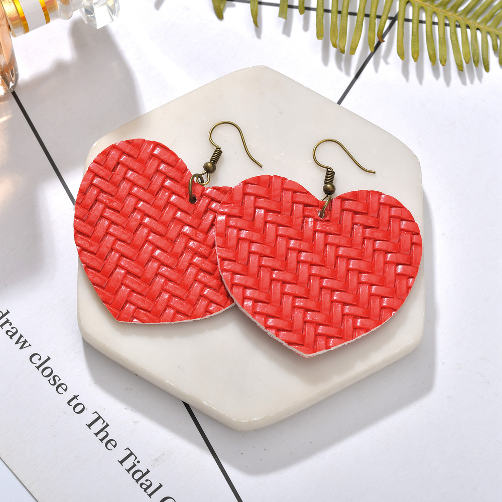 Fashion Round Heart Shape Rectangle Pu Leather Womenu0027S Drop Earrings 1 Pair