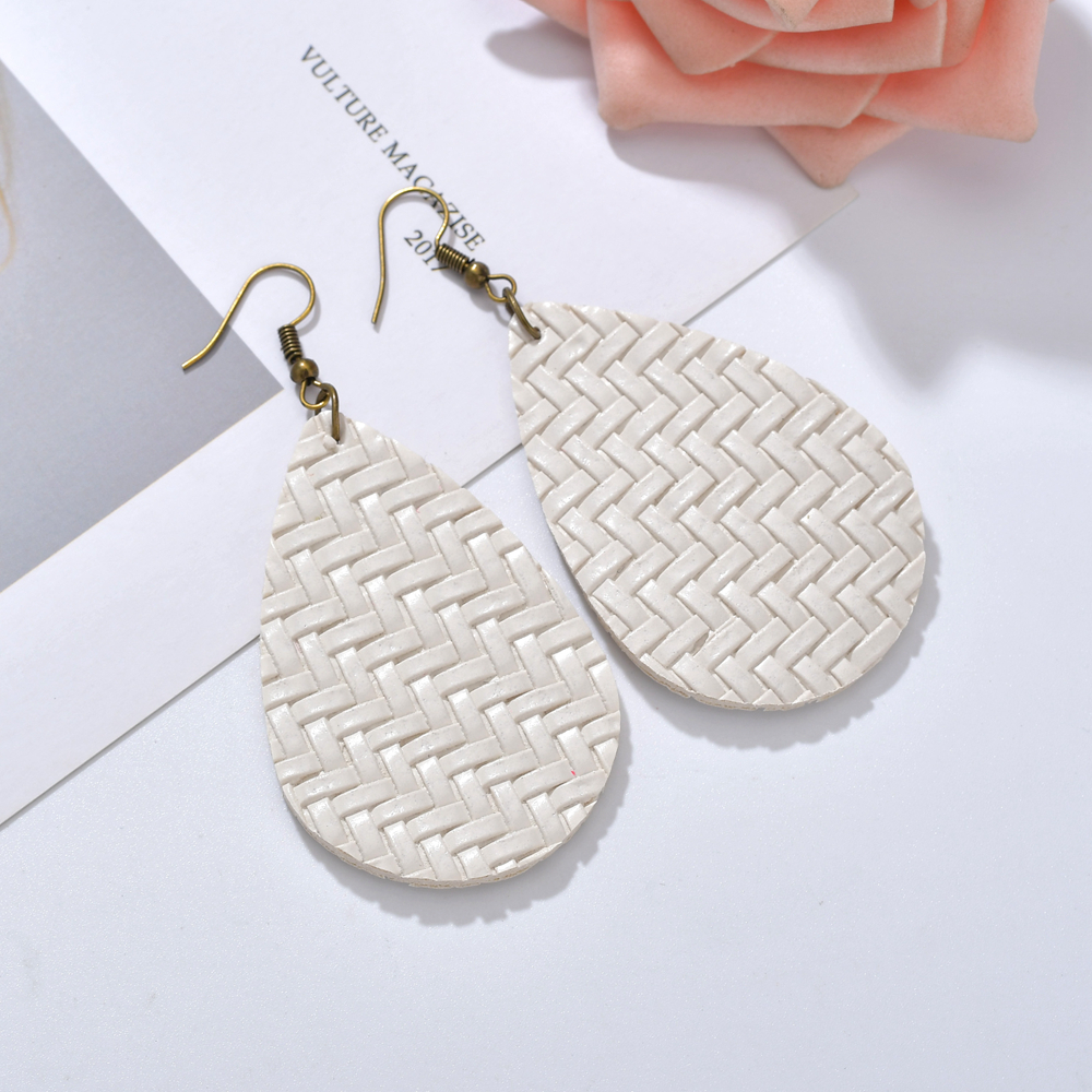 Fashion Round Heart Shape Rectangle Pu Leather Womenu0027S Drop Earrings 1 Pair