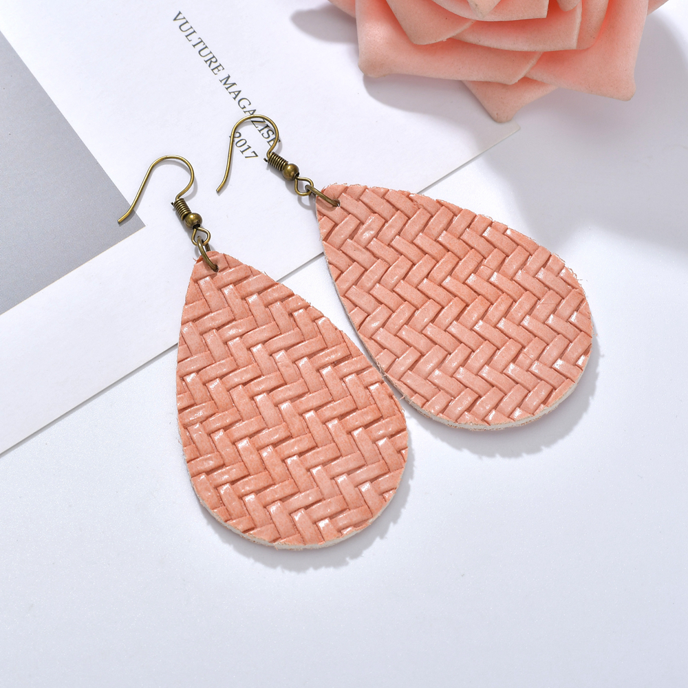 Fashion Round Heart Shape Rectangle Pu Leather Womenu0027S Drop Earrings 1 Pair