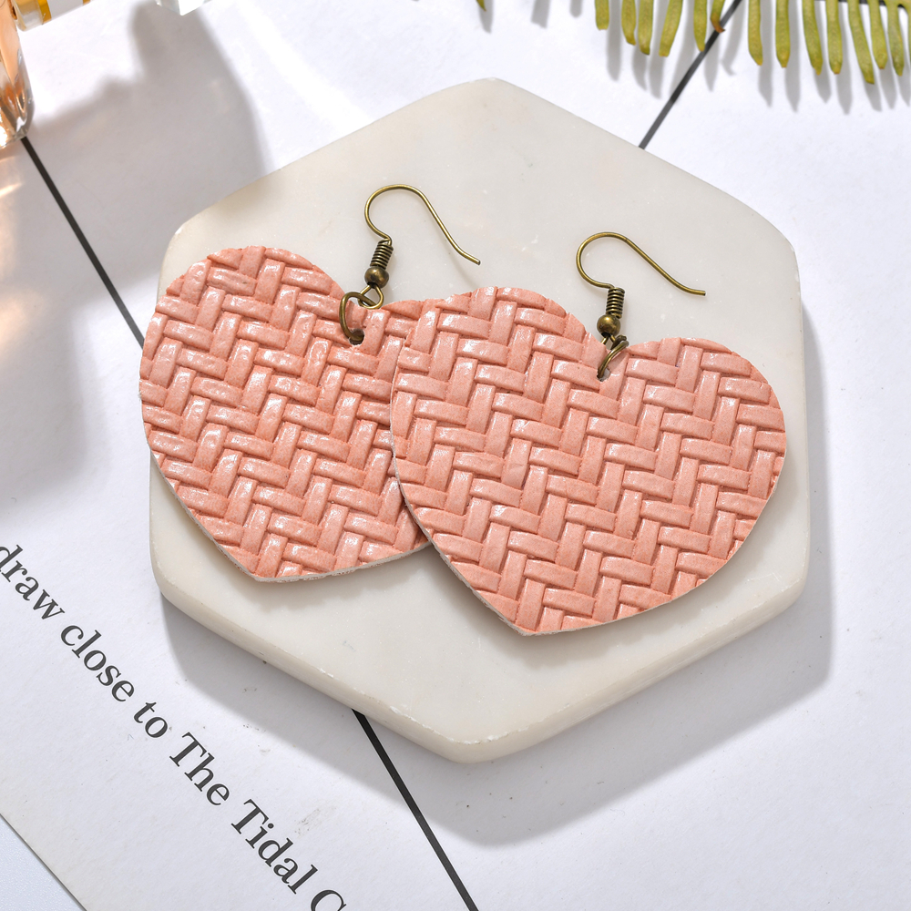 Fashion Round Heart Shape Rectangle Pu Leather Womenu0027S Drop Earrings 1 Pair