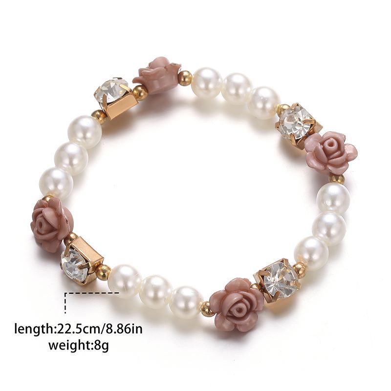 Simple Style Flower Arylic Pearl Inlay Zircon Womenu0027S Bracelets 1 Piece