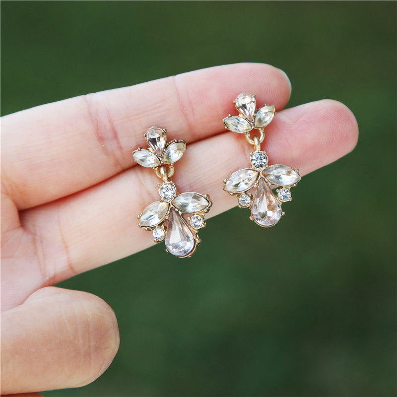 Vintage Style Water Droplets Alloy Inlay Rhinestones Womenu0027S Drop Earrings 1 Pair