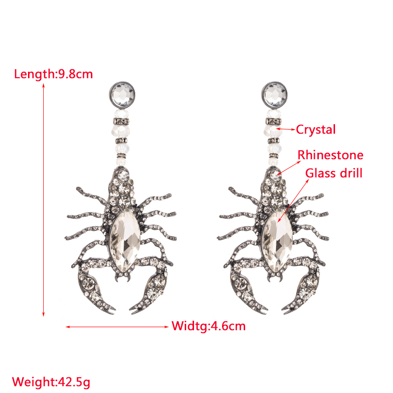 Punk Scorpion Alloy Inlay Rhinestones Glass Womenu0027S Drop Earrings 1 Pair