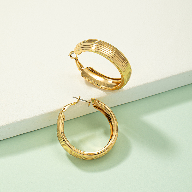 Fashion Round Alloy Plating Womenu0027S Hoop Earrings 1 Pair