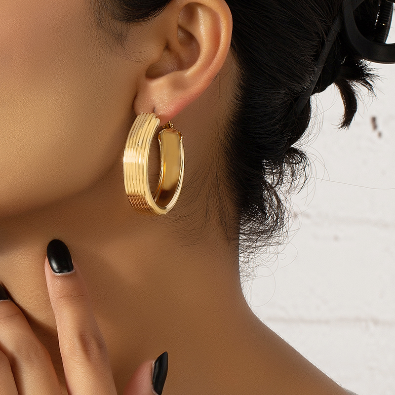Fashion Round Alloy Plating Womenu0027S Hoop Earrings 1 Pair