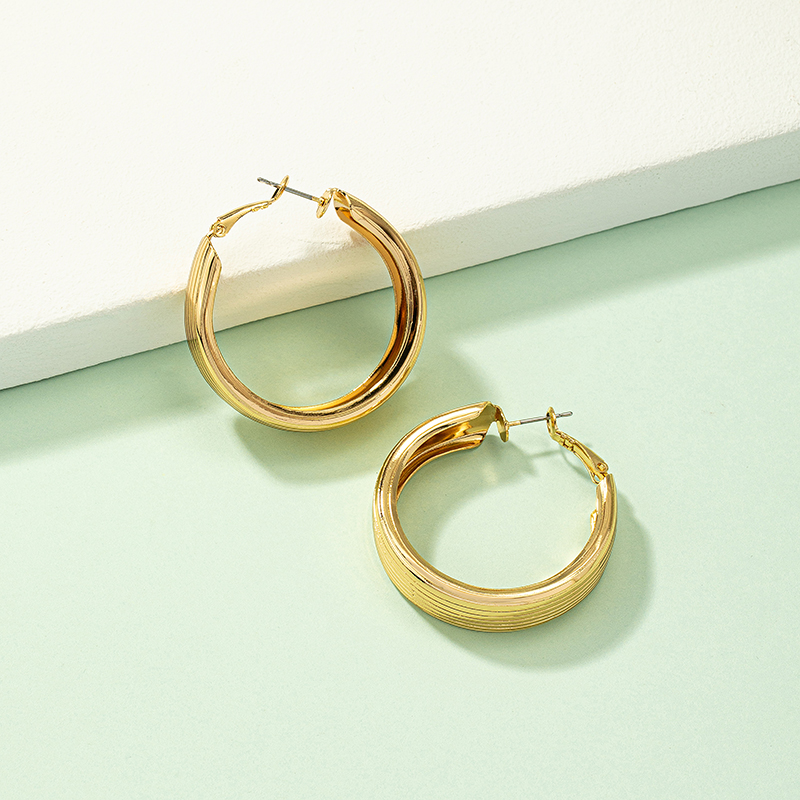 Fashion Round Alloy Plating Womenu0027S Hoop Earrings 1 Pair