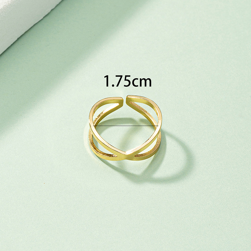 Simple Style Solid Color Alloy Criss Cross Womenu0027S Open Ring 1 Piece