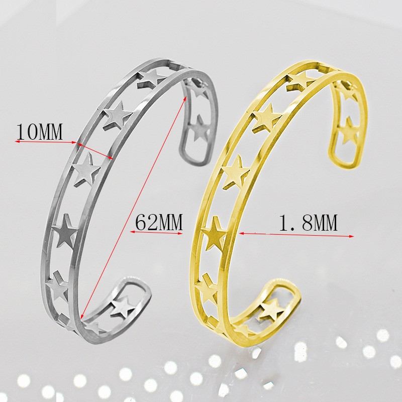Retro Star Stainless Steel Plating Bangle 1 Piece