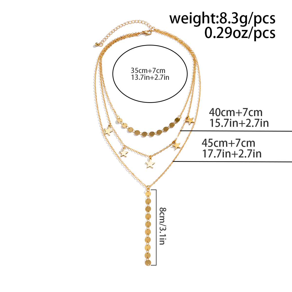 Retro Round Star Alloy Copper Layered Womenu0027S Necklace