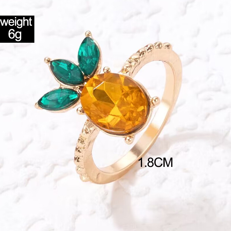 Fashion Pineapple Alloy Inlay Artificial Gemstones Womenu0027S Rings 1 Piece