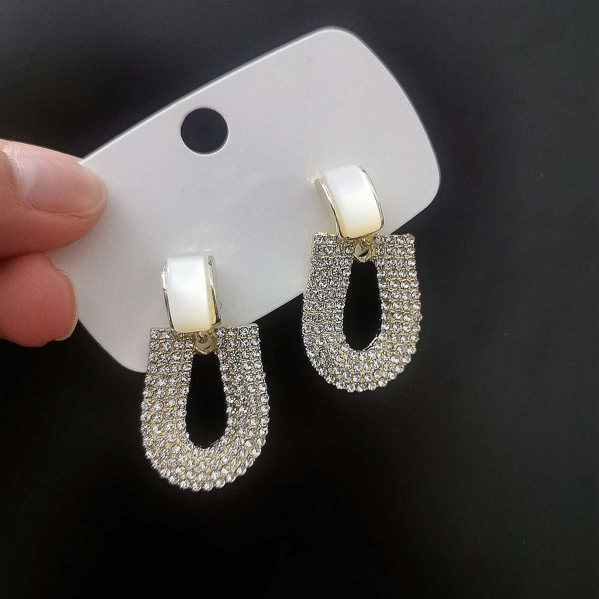 Fashion U Shape Alloy Plating Rhinestones Drop Earrings 1 Pair