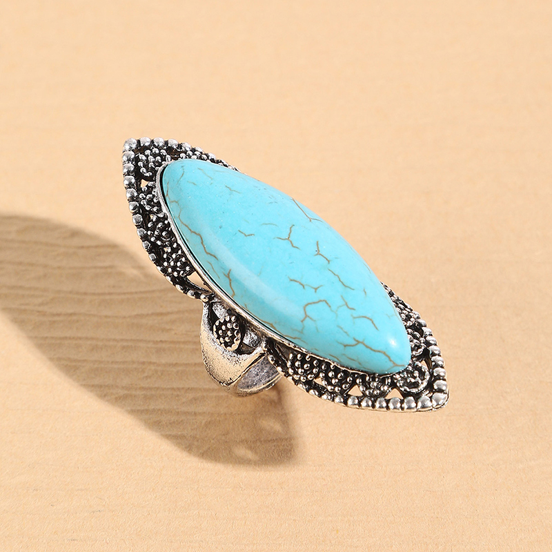 Ethnic Style Geometric Alloy Hollow Out Turquoise Womenu0027S Rings 1 Piece