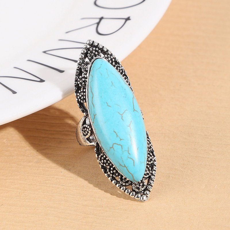 Ethnic Style Geometric Alloy Hollow Out Turquoise Womenu0027S Rings 1 Piece